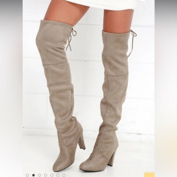 NEW Steve Madden Gorgeous Taupe Suede Over the Knee Boots Size 10 - Picture 1 of 9